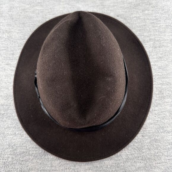 STEVE HARVEY COLLECTION - Men's Brown with Black Band Wool Large Hat  H6 - Picture 5 of 8